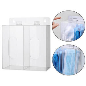 Acrylic Glove Dispenser Clear Organizer Wall Mount or Tabletop - 2 Grids
